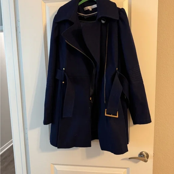 Kenneth Cole Blue Trench Coat Classic Tailored Design - Picture 1 of 5